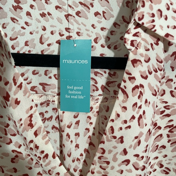 Maurices Cream and Red Patterned Blouse - Picture 2 of 9